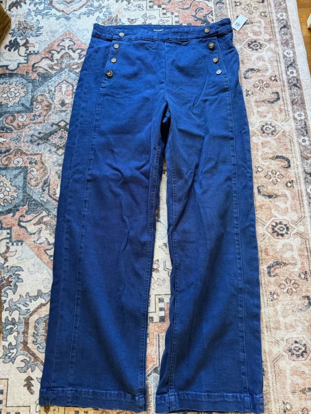 Old Navy Navy Blue Sailor Button Wide-Leg Jeans Sz 16